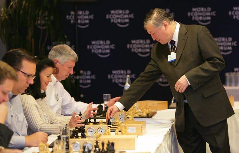 World chess champion Anatoly Karpov training in a gym Stock Photo