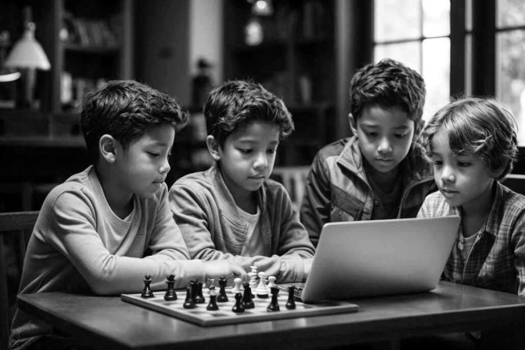 Children learning chess